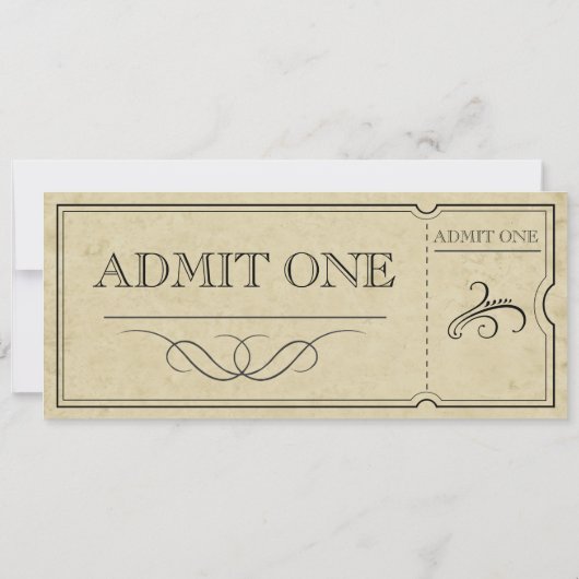 Invitation vintage Ticket de douche nuptiale (Dos)