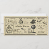 Invitation vintage Ticket de douche nuptiale (Devant)
