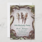 Invitation Vintage Tiki Birds Parrots & Feuilles (Devant)