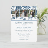 Invitation Vintage Toile Floral Mariage Photo (Debout devant)