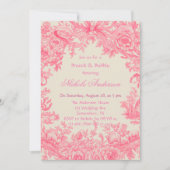 Invitation Vintage Toile rose Brunch & Bubbly (Devant)