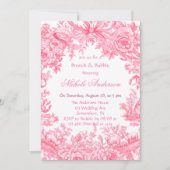 Invitation Vintage Toile rose Brunch & Bubbly (Devant)