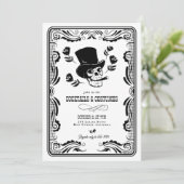 Invitation Vintage Top Hat Skull Adulte Halloween Party (Debout devant)