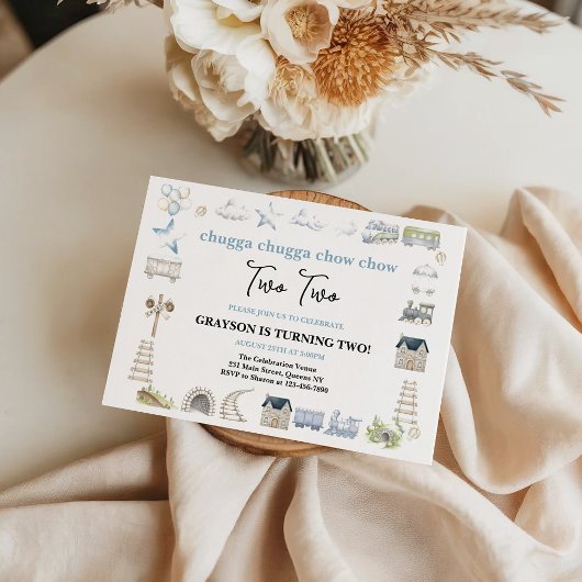 Invitation Vintage Train 2nd Birthday – Choo Choo Party