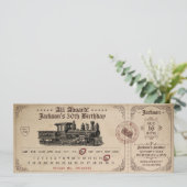 Invitation Vintage Train Ticket Birthday Invite (Debout devant)