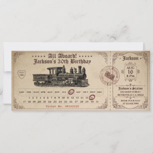 Invitation Vintage Train Ticket Birthday Invite