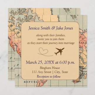 Invitation Vintage, Travel Themed Wedding Invite