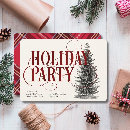 Invitation vintage Tree Holiday Party