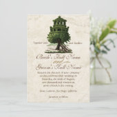 Invitation Vintage Tree House Amusant Parchemin ancien Mariag (Debout devant)