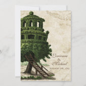 Invitation Vintage Tree House Amusant Parchemin ancien Mariag (Dos)