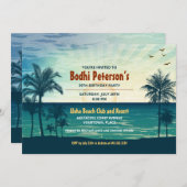 Invitation Vintage Tropical Beach Party (Devant / Derrière)