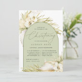 Invitation Vintage Tropical Christening Ceremony & Party (Debout devant)
