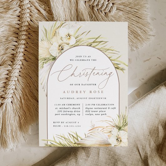 Invitation Vintage Tropical Christening Ceremony & Party