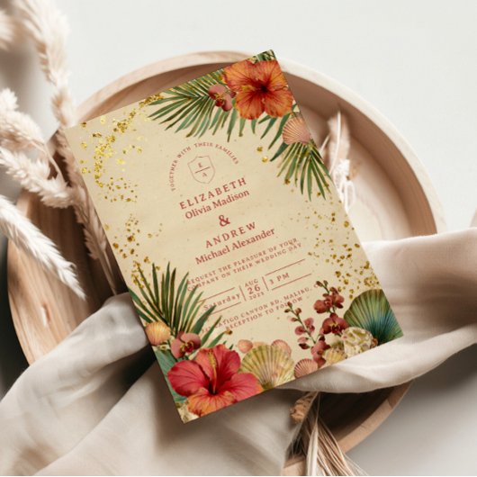 Invitation Vintage Tropical Floral Wedding