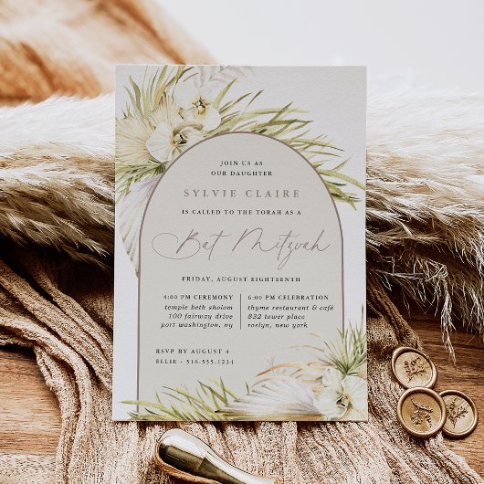 Invitation Vintage Tropics Boho Bat mitzvah