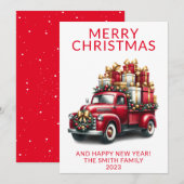 Invitation Vintage Truck présente Noël rouge (Devant / Derrière)
