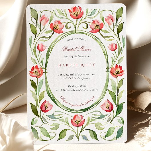 Invitation Vintage Tulips Bridal Shower