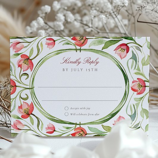 Invitation Vintage Tulips Wedding RSVP Card