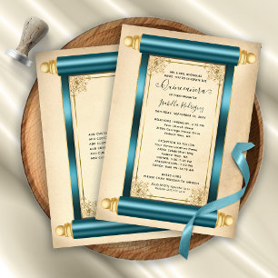 Invitation Vintage Turquoise or Scroll Elegant Quinceañera