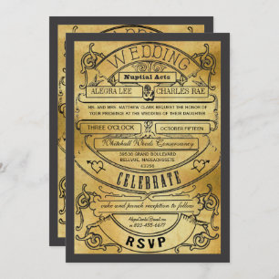 Invitation Vintage Typographie moderne Billet Mariage Inviter
