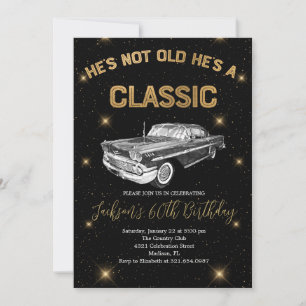 Invitation Vintage une voiture classique fête d'anniversaire
