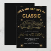 Invitation Vintage une voiture classique Gold Anniversaire Fê (Devant / Derrière)