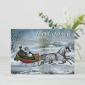 Invitation Vintage Vacances Iles de traîneau Noël (Debout devant)