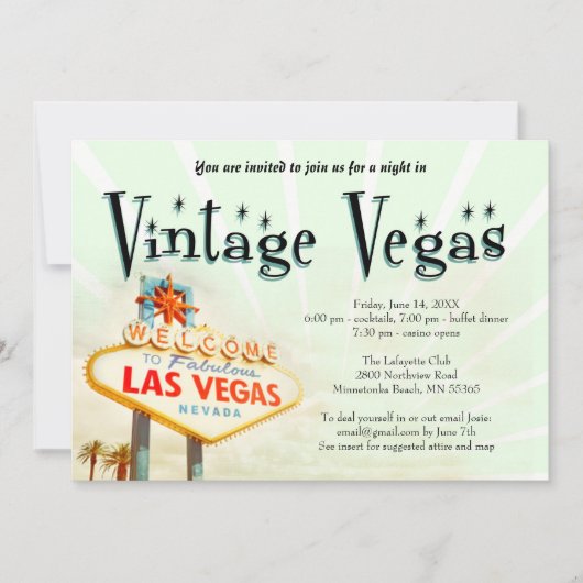 Invitation Vintage Vegas Party (Devant)