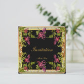 Invitation Vintage Verrou Floral Frame (Debout devant)