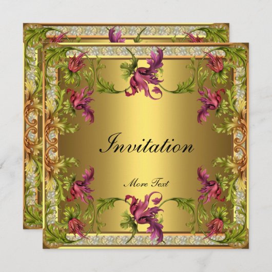 Invitation Vintage Verrou Floral Frame (Devant / Derrière)