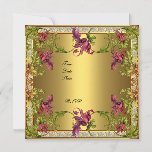 Invitation Vintage Verrou Floral Frame (Dos)