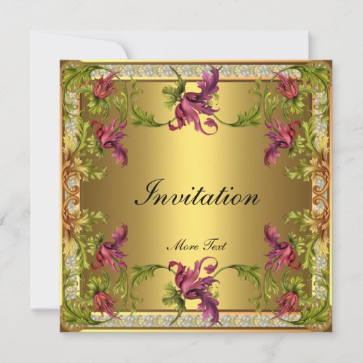 Invitation Vintage Verrou Floral Frame (Devant)