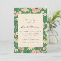 Vintage Vert et rose Floral Fête des mariées simpl