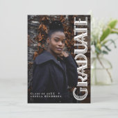 Invitation Vintage Vertical Art Deco Photo Graduation Party  (Debout devant)