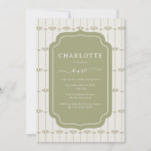 Invitation Vintage Victorian Botanical Stripes Birthday (Devant)