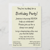 Invitation Vintage Victorian Girl Sleepover fête d'anniversai (Dos)