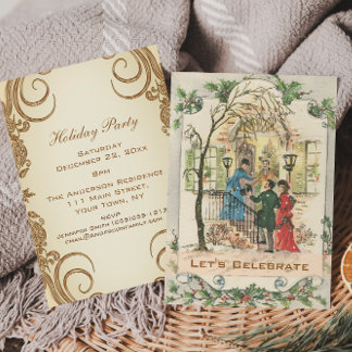 Invitation Vintage Victorian Holiday Christmas Party