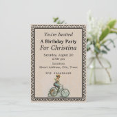 Invitation Vintage Victorian Lady Chien Bicyclette Anniversai (Debout devant)