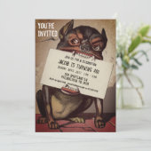Invitation Vintage Victorian Style Chien Personnalisable Part (Debout devant)