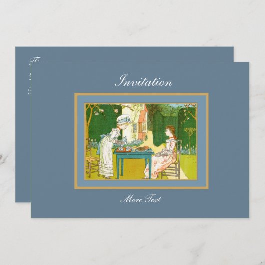 Invitation Vintage Victorian Tea Party (Devant / Derrière)