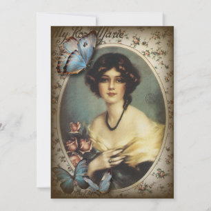 Invitation vintage victorien floral retro paris femme