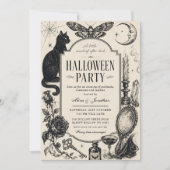 Invitation vintage victorienne pour une fête d'Hal (Devant)
