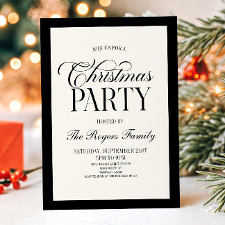 Invitation Vintage Vieille Argent Noir Beige Fête de Noël