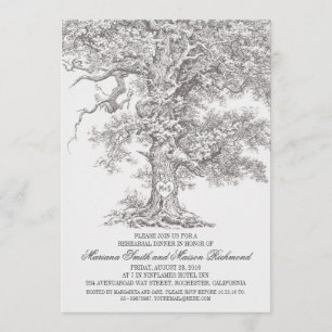 Invitation Vintage vieux chêne dîner de répétition rustique