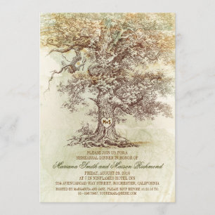 Invitation Vintage vieux chêne dîner de répétition rustique