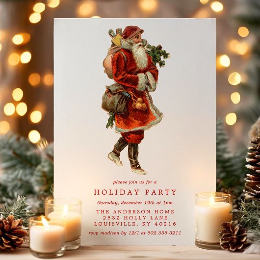 Invitation Vintage Vieux Monde Santa Claus