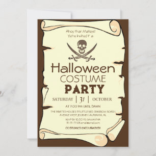 Invitation Vintage vieux papier Pirates Halloween Costume Par
