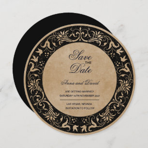 Invitation Vintage Vieux Papier Royal Enregistrer La Date Inv