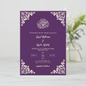 Invitation Vintage violet et or musulman Mariage (Debout devant)