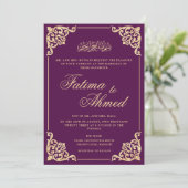 Invitation Vintage violet musulman Mariage musulman (Debout devant)